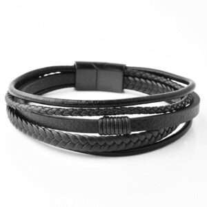 armbanden-set-5-leren-armbandjes-zwart-leer