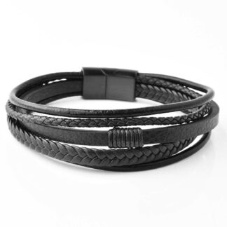 armbanden-set-5-leren-armbandjes-zwart-leer