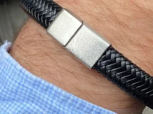 Leren armband Vingerafdruk bracelet with fingerprint - armband met vingerafdruk