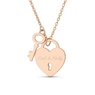Ketting Hartslot & Sleutel – Roségoud