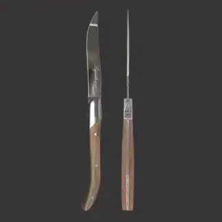 Laguiole Steakmessen | RVS met Olijf Houten Handvat | Gepersonaliseerd met Gravure