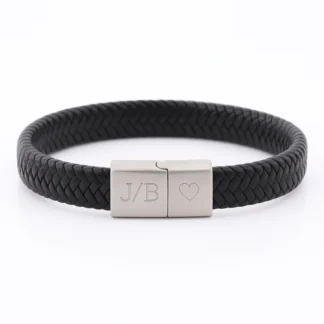 Gegraveerde Leren Mannen Armband