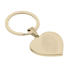 vingerafdruk op sleutelhanger hart goudkleurig