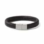 Zwart Leren armband Vingerafdruk bracelet with fingerprint - armband zwart met vingerafdruk