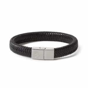 Zwart Leren armband Vingerafdruk bracelet with fingerprint - armband zwart met vingerafdruk